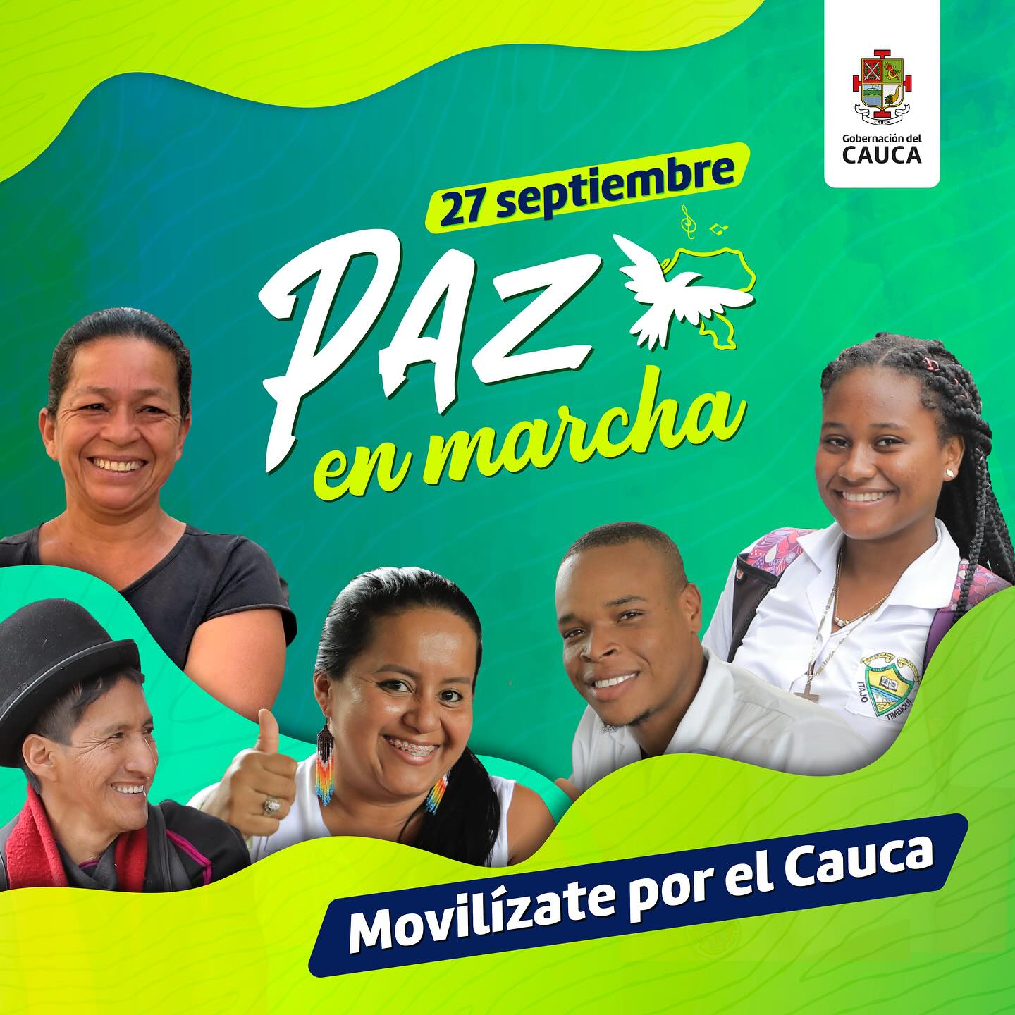 Imagen de invitacion a lamarcha por la paz del cauca